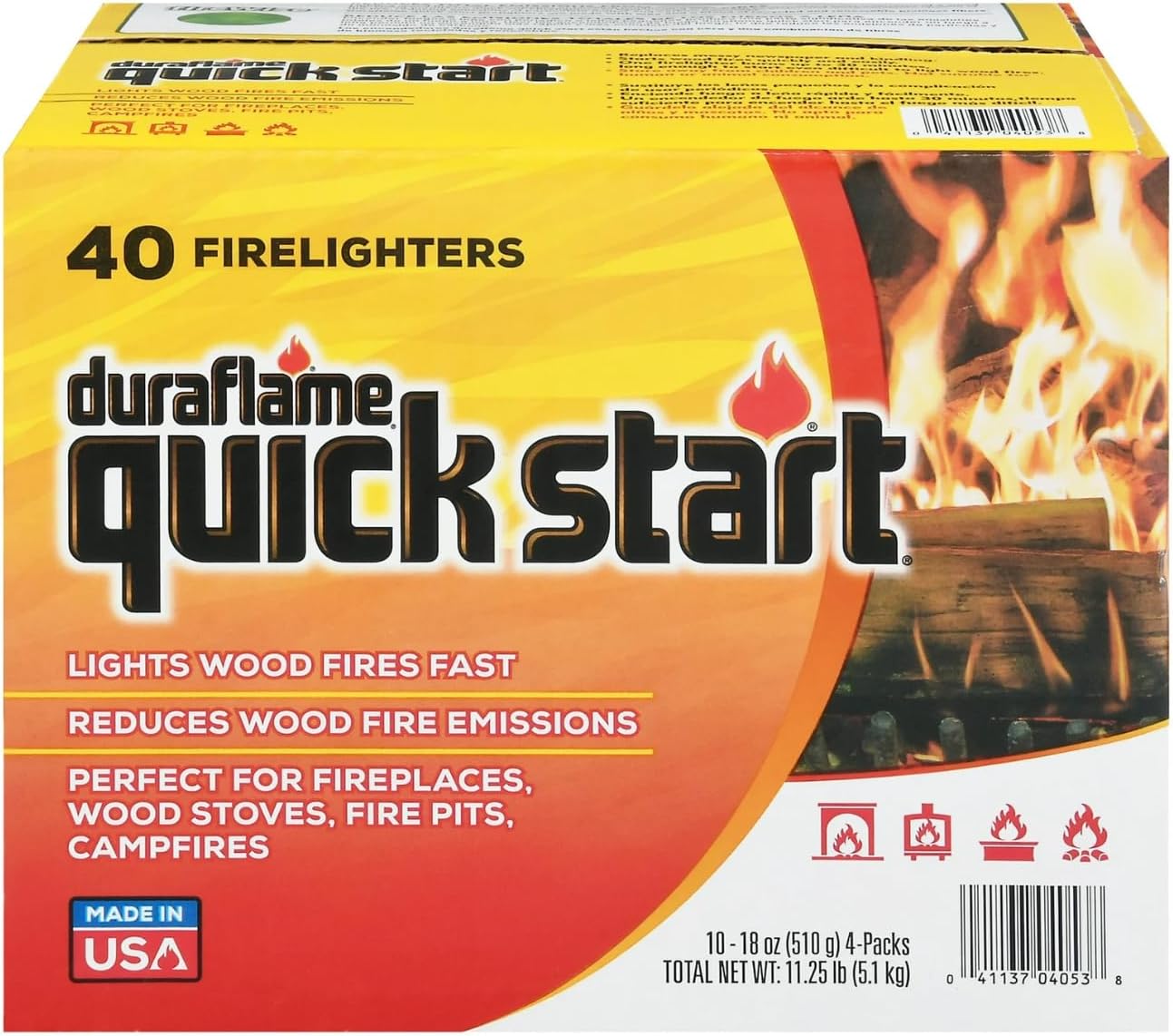 Duraflame Quick Start Firelighters – 40 Count Case | Instant, Clean & Reliable Fire Starting for Fireplaces, Grills, Fire Pits & Camping Adventures - Image 2