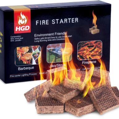 HGD Fire Starter, Mini Natural Fire Starters for Campfires, BBQ Grill, Charcoal Chimney, Outdoor Pit, Indoor Fireplace, Wood Stove - Water Resistant Firestarter Sticks - Camping Accessories Essentials